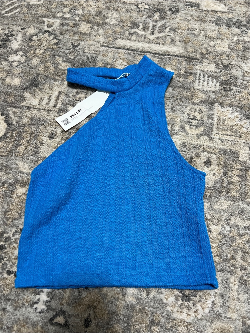 Zara Electric Blue One-Shoulder Tank Top